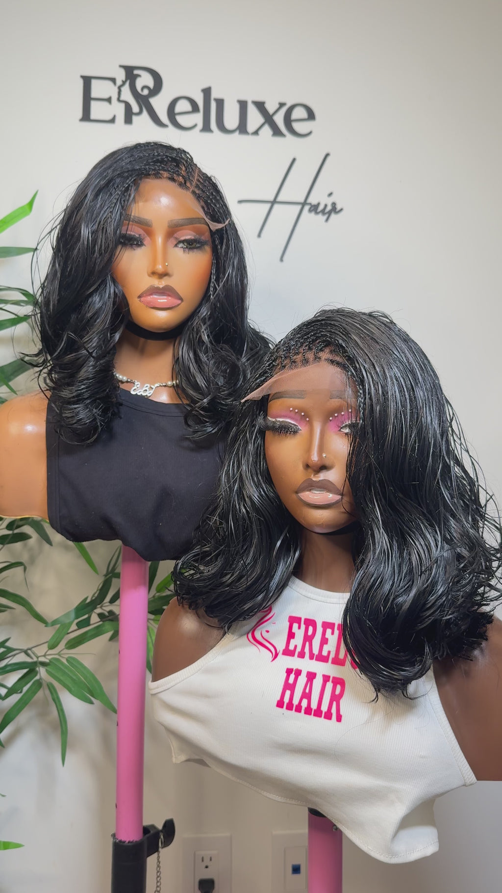 12” Black French Curl Braided Wig – Luxury Braided Wig