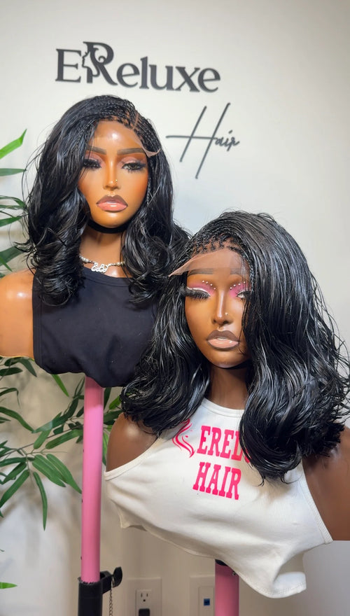 12” Black French Curl Braided Wig – Luxury Braided Wig